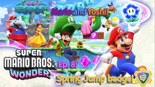 Mario and Yoshi! Unlocking the Spring Jump badge! Super Mario Bros Wonder!