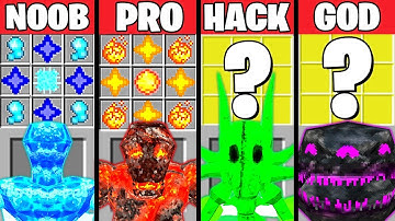 Minecraft Battle: ELEMENTAL MONSTER MUTANT CRAFTING CHALLENGE NOOB vs PRO vs HACKER vs GOD Animation
