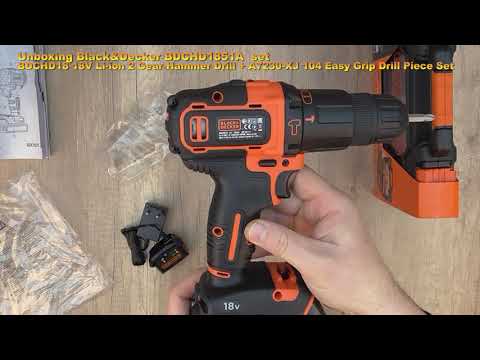 Unboxing Black+Decker BDCHD18BAFC 18V Cordless Drill w/80-Piece