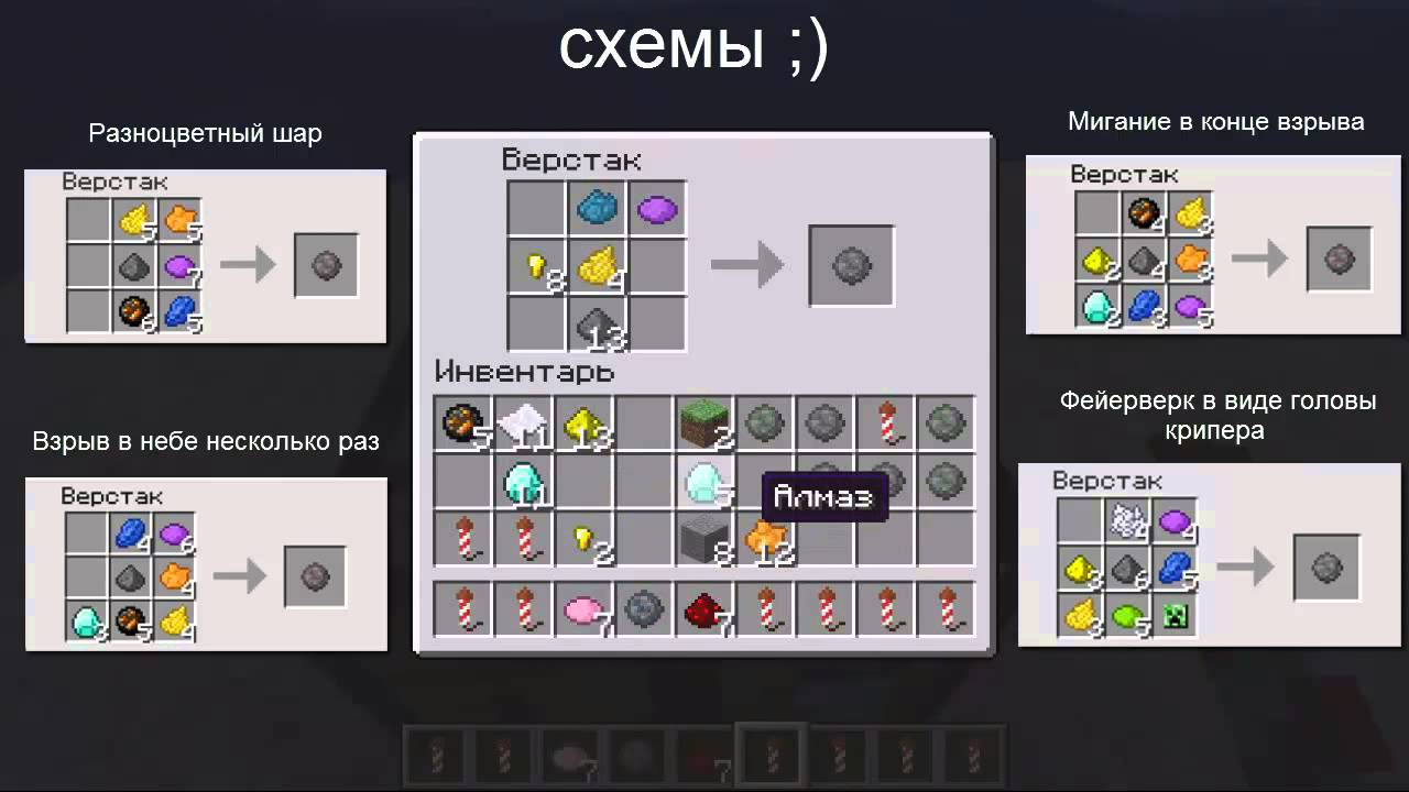 5. как сделать фейерверк в майнкрафте. 12. 16. крафт фейерверка в майнкрафт.
