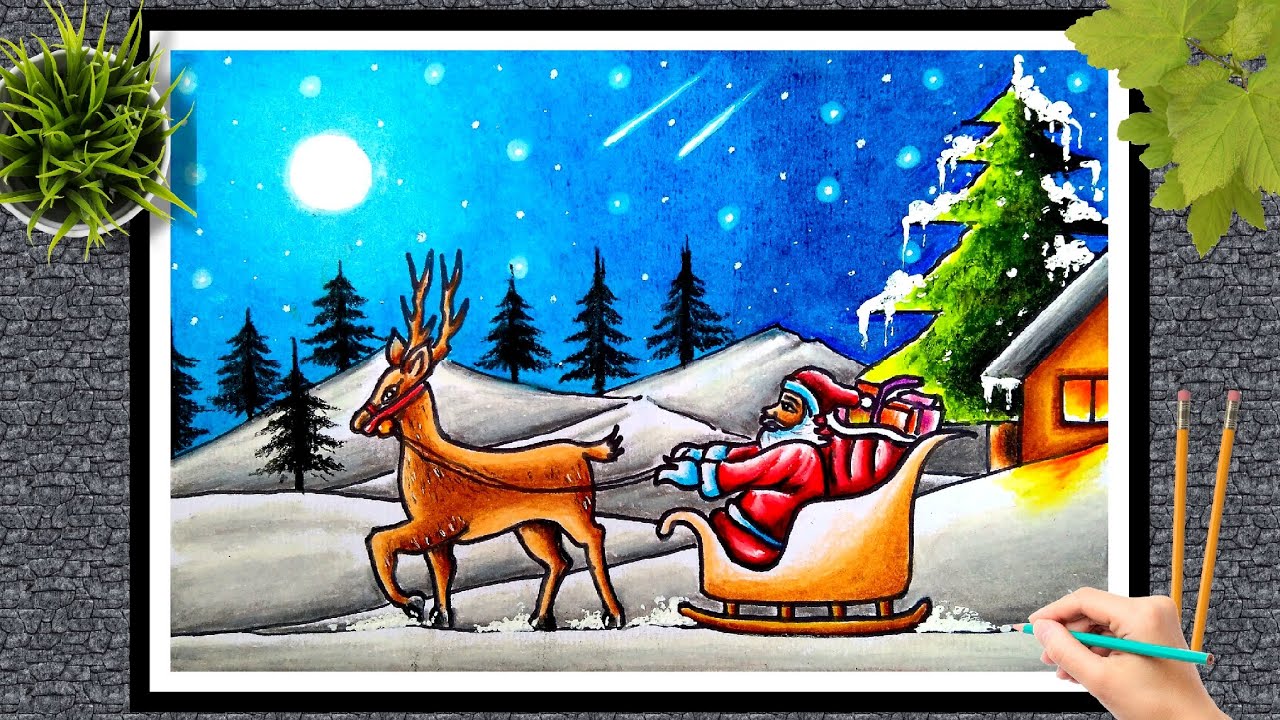 Christmas drawing/Christmas chart/Christmas poster/Santa Claus drawing/Christmas day poster 