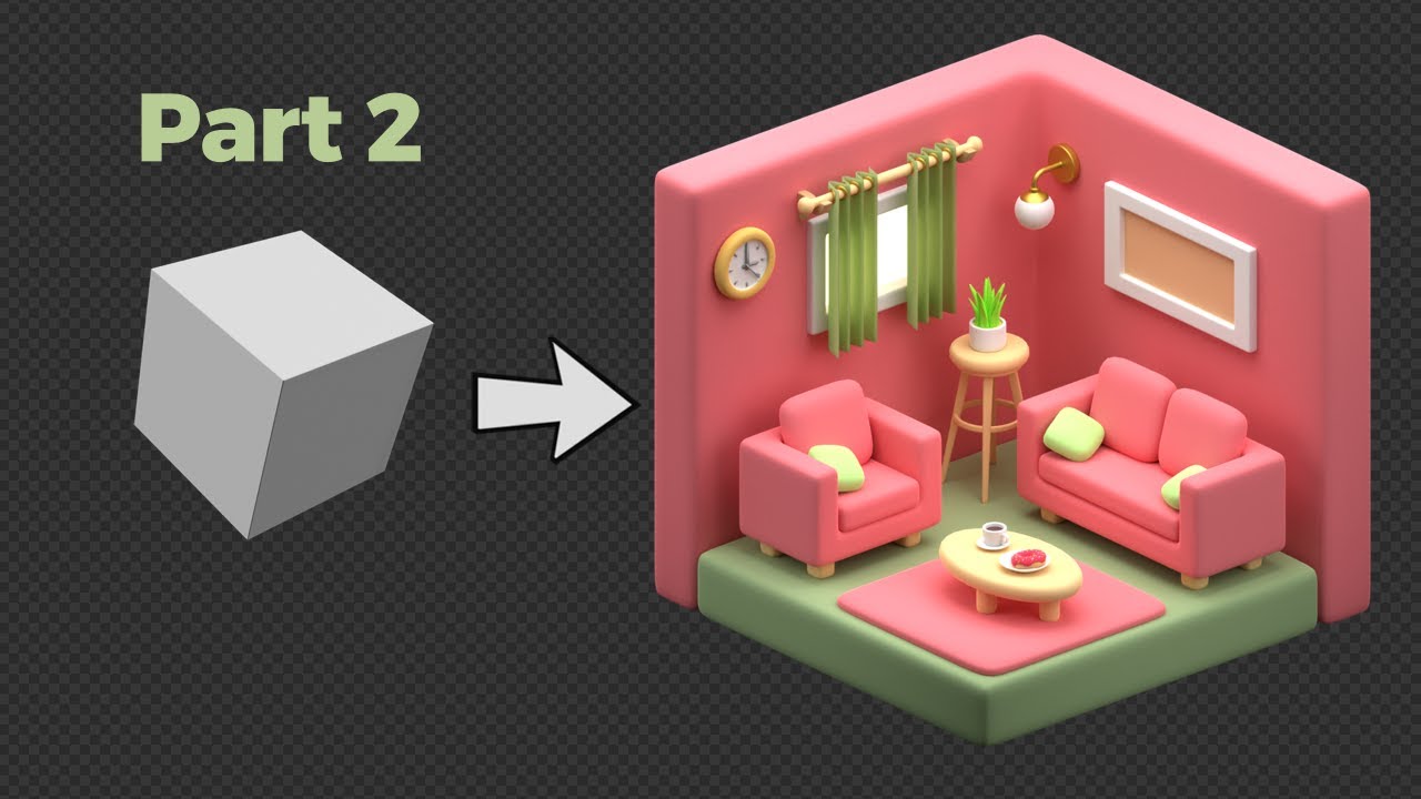 Blender 3D - Create a 3D Isometric Living Room | Beginner Tutorial | Part 2/3 YouTube