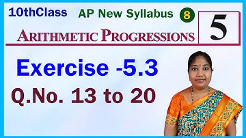 Class 10, Chapter 5, Arithmetic Progressions, Exercise 5.3, Q.No.13 to 20, Ap New Syllabus