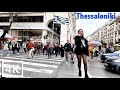 Thessaloniki greece  walking tour city ambient sounds  4k ultra 50fps