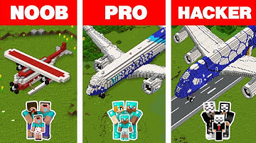 Minecraft NOOB vs PRO vs HACKER: FAMILY PLANE HOUSE BUILD CHALLENGE / Animatio