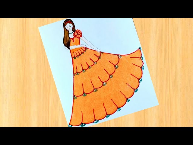 How to draw a Beautiful Dress || Girl dress drawing easy