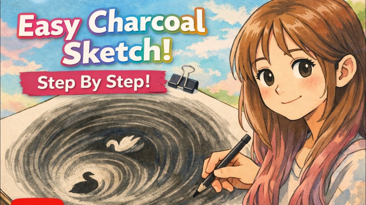 Easy charcoal sketch for Begginers | Step by step sketch tutorial #art ...