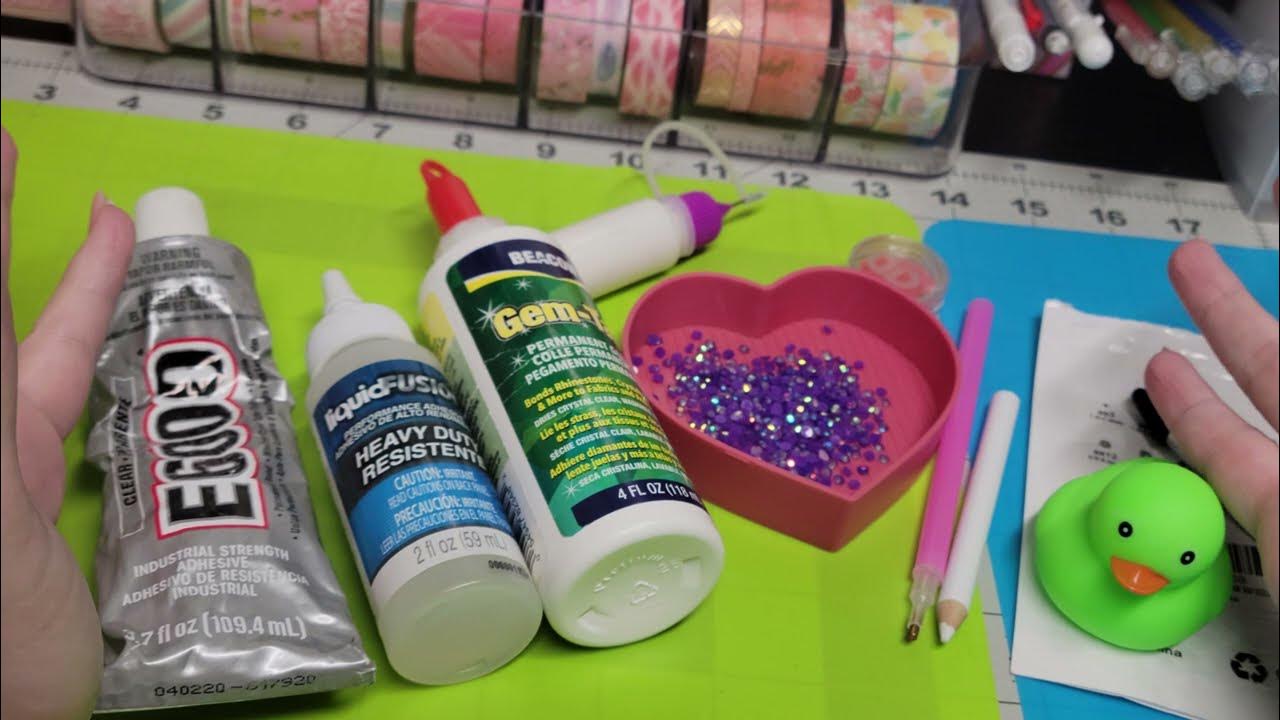 Rhinestones with 3 different glues, What rhinestone adhesives to use, how  to rhinestone a decal 