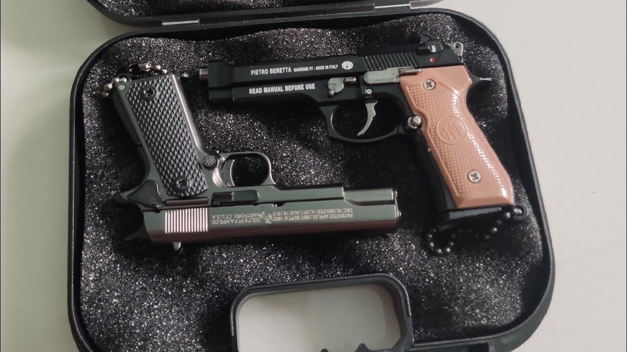 m1711 and Beretta mini gun handgun pistol key chain keychain