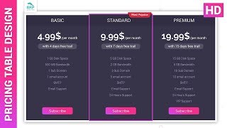 How to design a Modern Pricing Table by Photoshop : ✪ Photoshop Tutorial ✪ Profile