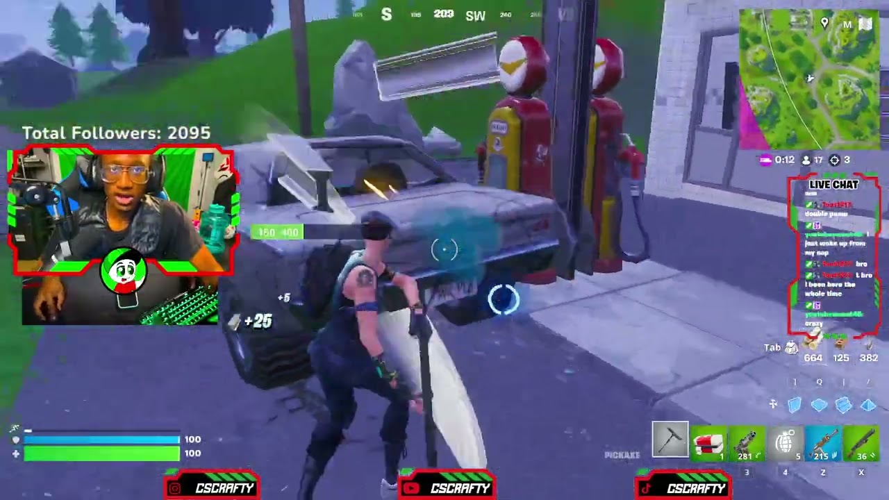 CsCrafty attempts to get a solo win in Fortnite OG