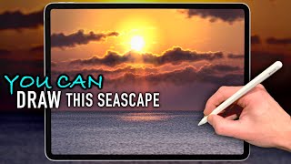 REALISTIC SEASCAPE DRAWING  Step by step procreate tutorial