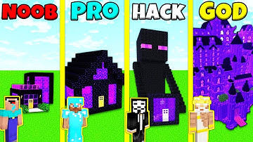 Minecraft Battle: PORTAL HOUSE BUILD CHALLENGE - NOOB vs PRO vs HACKER vs GOD / Animation