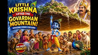 Little Krishna and the Govardhan Mountain