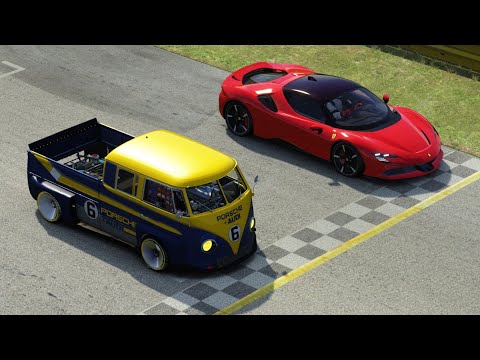 Volkswagen T1 Transporter LM917K vs  Ferrari SF90 Stradale at Monza Full Course