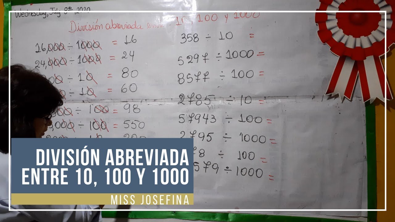 Aritmética de 4to - División abreviada entre 10, 100 y 1000 - YouTube