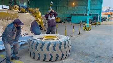 Replacing the tubeless tires on your Caterpillar 966L Wheel Loader is a critical maintenance task
