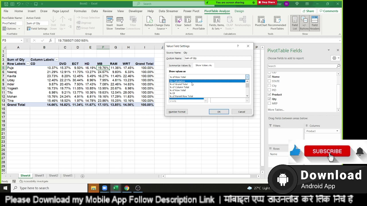 excel pivot table add field to grandtotal