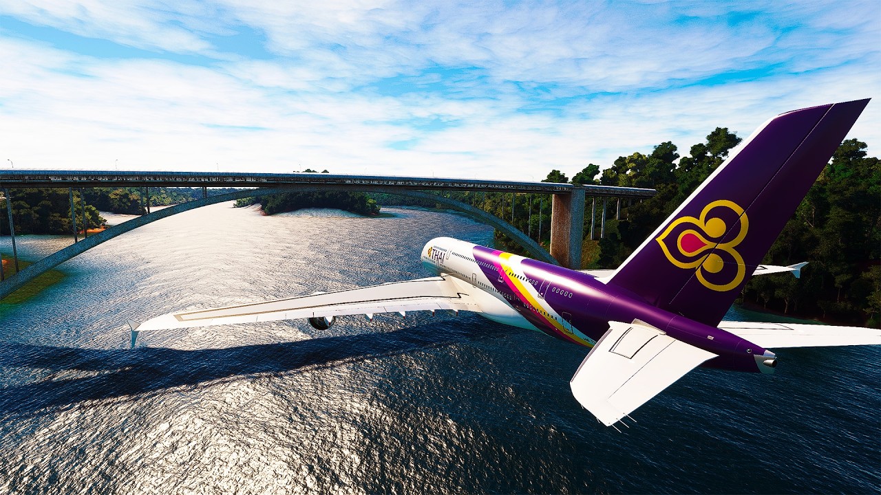 Passando aviões gigantes por baixo da Ponte da Amizade em Foz do Iguaçu