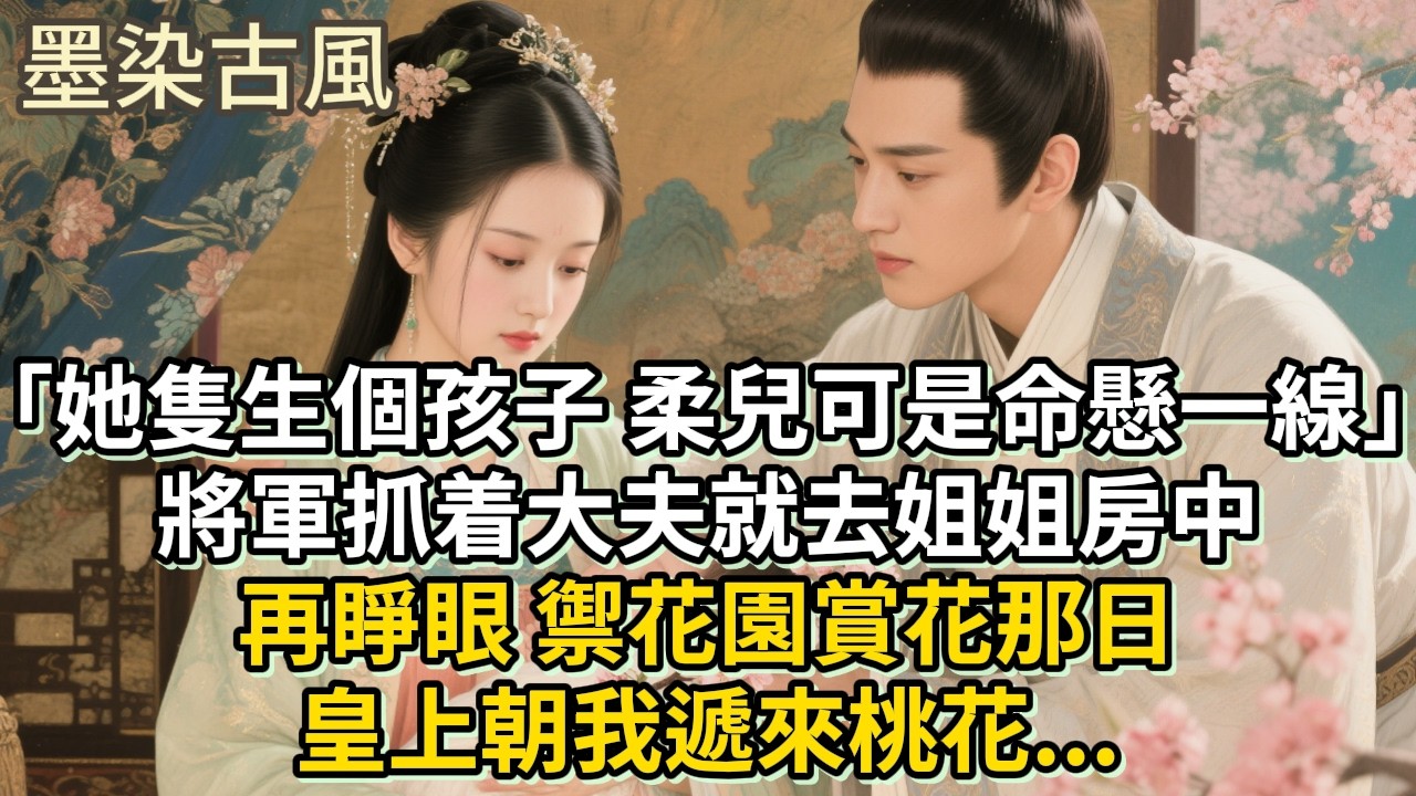 「她隻生個孩子，柔兒可是命懸一線」將軍抓着大夫就去姐姐房中，再睜眼 禦花園賞花那日，皇上朝我遞來桃花...#古言 #小説 #古風 #愛情 #情感故事 #爽文 #完結#原創