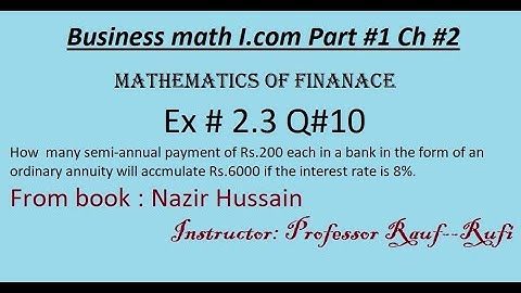 q10 ex2.3 business math i.com part1 ch2 Nazir Hussain Book Mathematics of finance/stats rauf