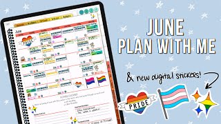 PLAN WITH ME! | June 2021 iPad Digital Planner Setup in Goodnotes 5 + NEW Digital Stickers