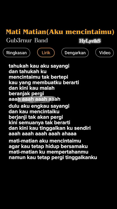 Lirik Lagu Mati Matian-Gub3rnur Versi Speed Song 🎶 #lyrics  #speedupsongs #trending #viraltiktok