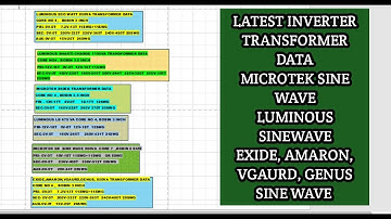 Transformer data  EXIDE, AMARON, VGAURD, GENUS SINE WAVE