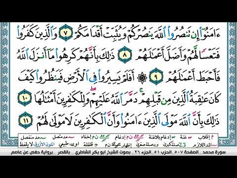 سورة محمد مكتوبة Surah Muhammad ابو بكر الشاطري Abu Bakr Al Shatri القرآن الكريم