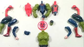 Hulk Cartoon Vs Siren Head Vs Spiderman Hitam, Avengers Emble Toys