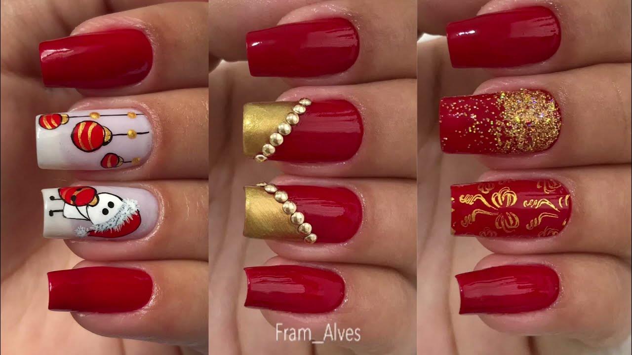 Unhas decoradas pro natal