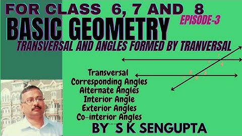 Transversal and Angles formed by Transversal     By Mr S K Sengupta