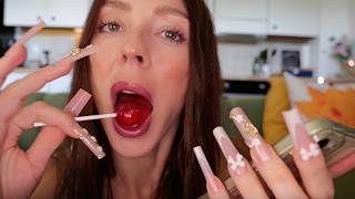 Trying to Eat a 🍭 & Read Books With These LONG Nails! 😅