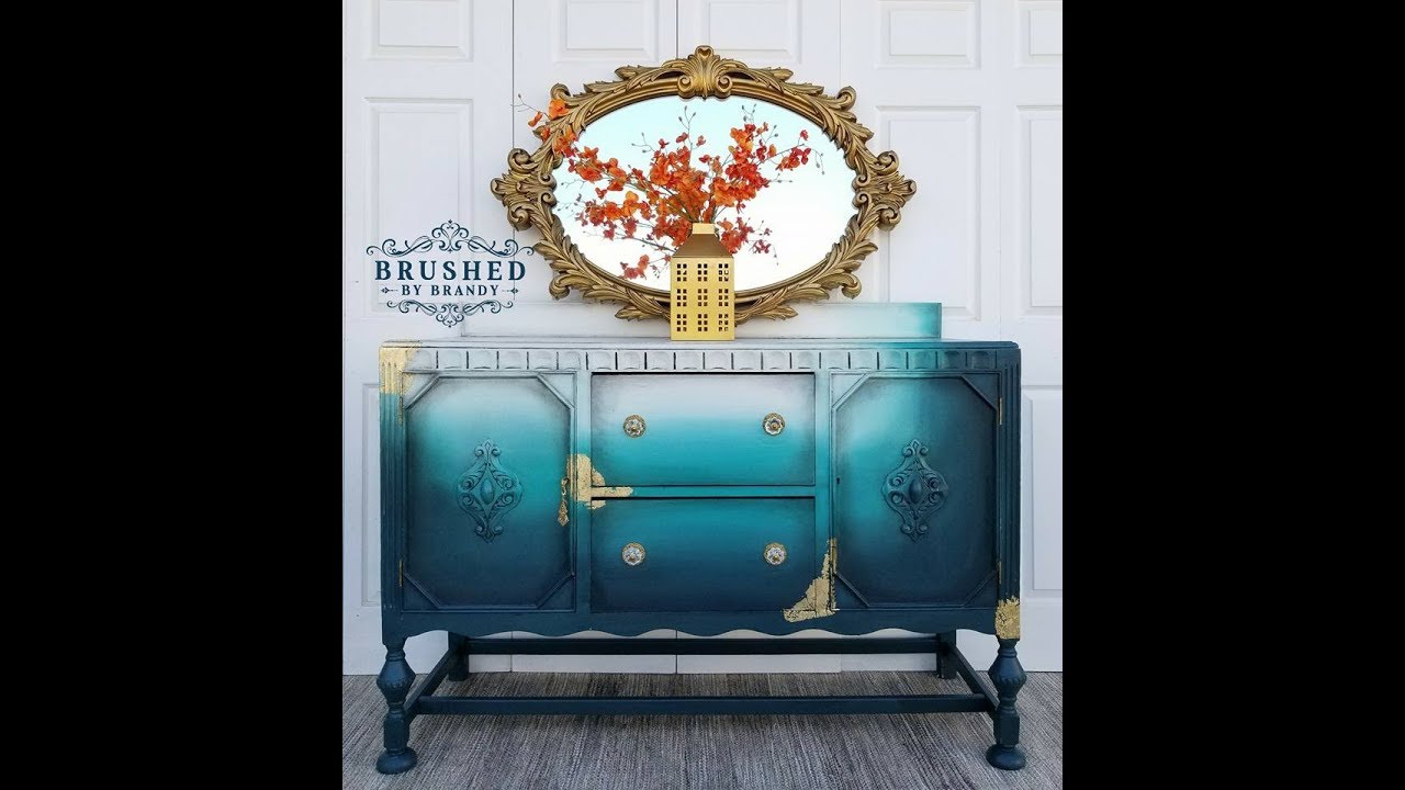 Blended Teal And Gold Leaf Buffet With Dixie Belle Paint Youtube