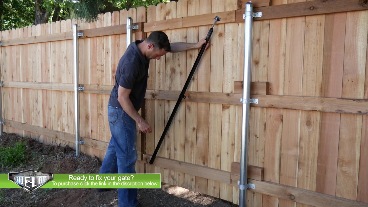 True Latch Gate Brace - Lift your gate in seconds. Perfect DIY/Contractor gate repair kit! - YouTube