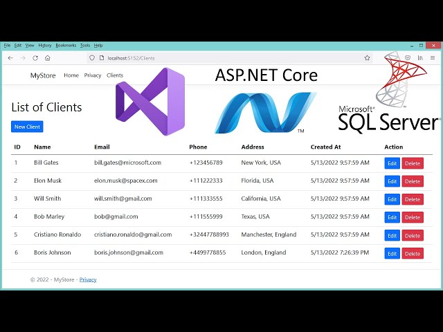 Create ASP.NET Core Web Application With SQL Server Database Connection and CRUD Operations class=