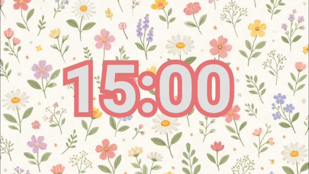 15-минутный весенний таймер с полевыми цветами | Обратный отсчет для спокойного класса