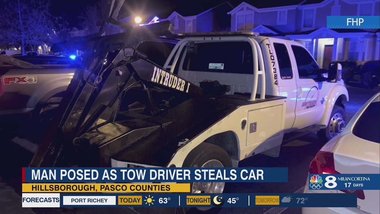 Fake tow truck driver pulls up to Tampa crash, steals SUV: FHP - YouTube