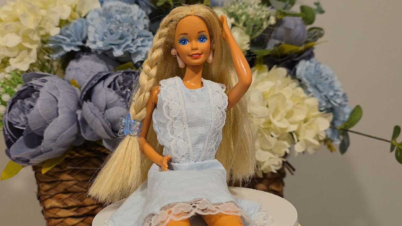 sewing a blue dress for a doll | no Sewing machine | tutorial