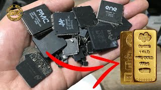 Восстановление золота из 1 кг ноутбука Mix ic Chips| Восстановление золота со 100 ноутбуков Часть 11