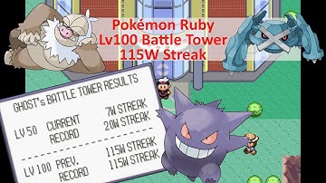 Streak of 115 in Pokémon Ruby Lv100 Battle Tower