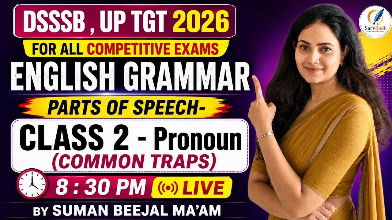 Pronoun Class 2 | Parts of Speech | English Grammar for UGC NET 2026, DSSSB, UP TGT, KVS & RPSC