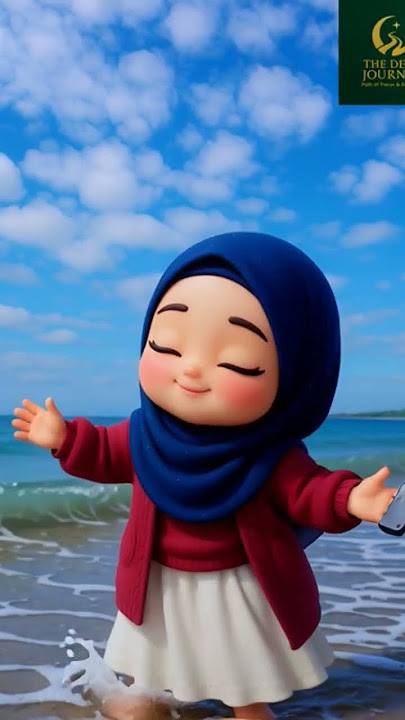 🌊 Little Girl Recites the Shahada by the Ocean | La ilaha illallah 🌙💖 #thedeenjourney #islamicvideo