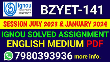 BZYET 141 Solved Assignment 2023-24 English, BZYET 141 Solved Assignment 23-24, BZYET-141 Assignment