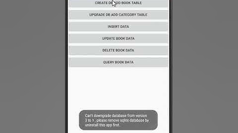 android sqlite database downgrade error