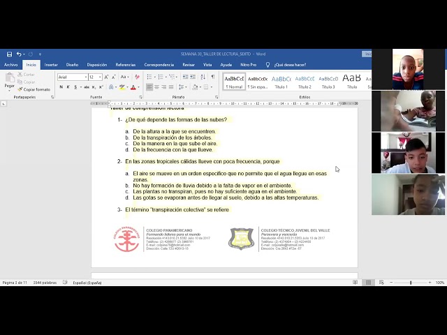 21/09/2020 SEXTO TALLER DE LECTURA, SEMANA 31: LECTURA ¿LAS NUBES HABLAN? 2 PARTE.