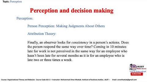 organizational behavior : perception and individual decision making part 1