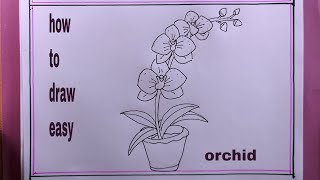 how to draw an Orchid Flower/Easy Orchid Drawing