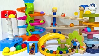Marble Run Race ASMR☆ 5 colorful marble courses \& big rolling balls