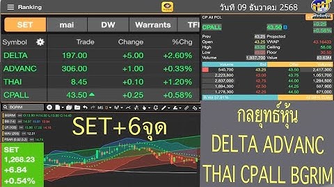 SET+6จุด กลยุทธ์หุ้น DELTA ADVANC THAI CPALL BGRIM วันที่ 09 ธันวาคม 2568